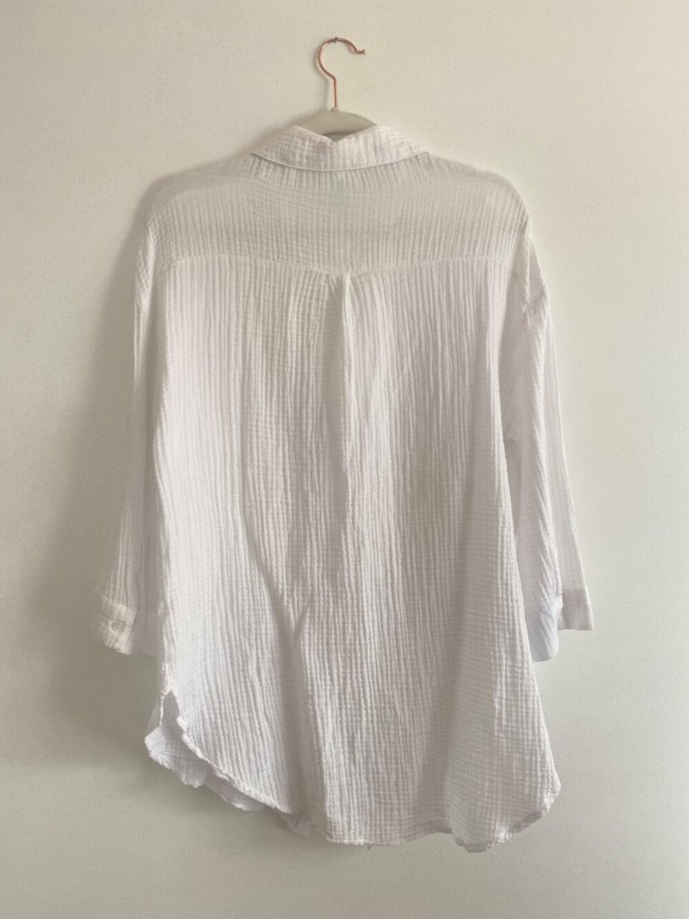 Kona Sol White Gauze Button-Up Shirt Size S Lightweight Cotton Long Sleeve - Picture 6 of 6